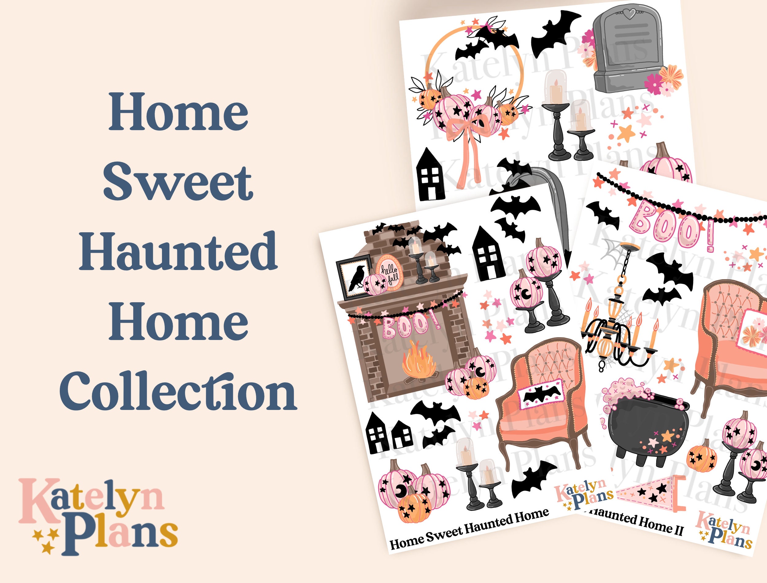 Home Sweet Haunted Home Collection Planner Stickers (Physical Stickers) 4.75 x 6.5 Inches