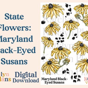 State Flowers: Maryland Black-Eyed Susans Printable Planner Stickers (Digital Download)