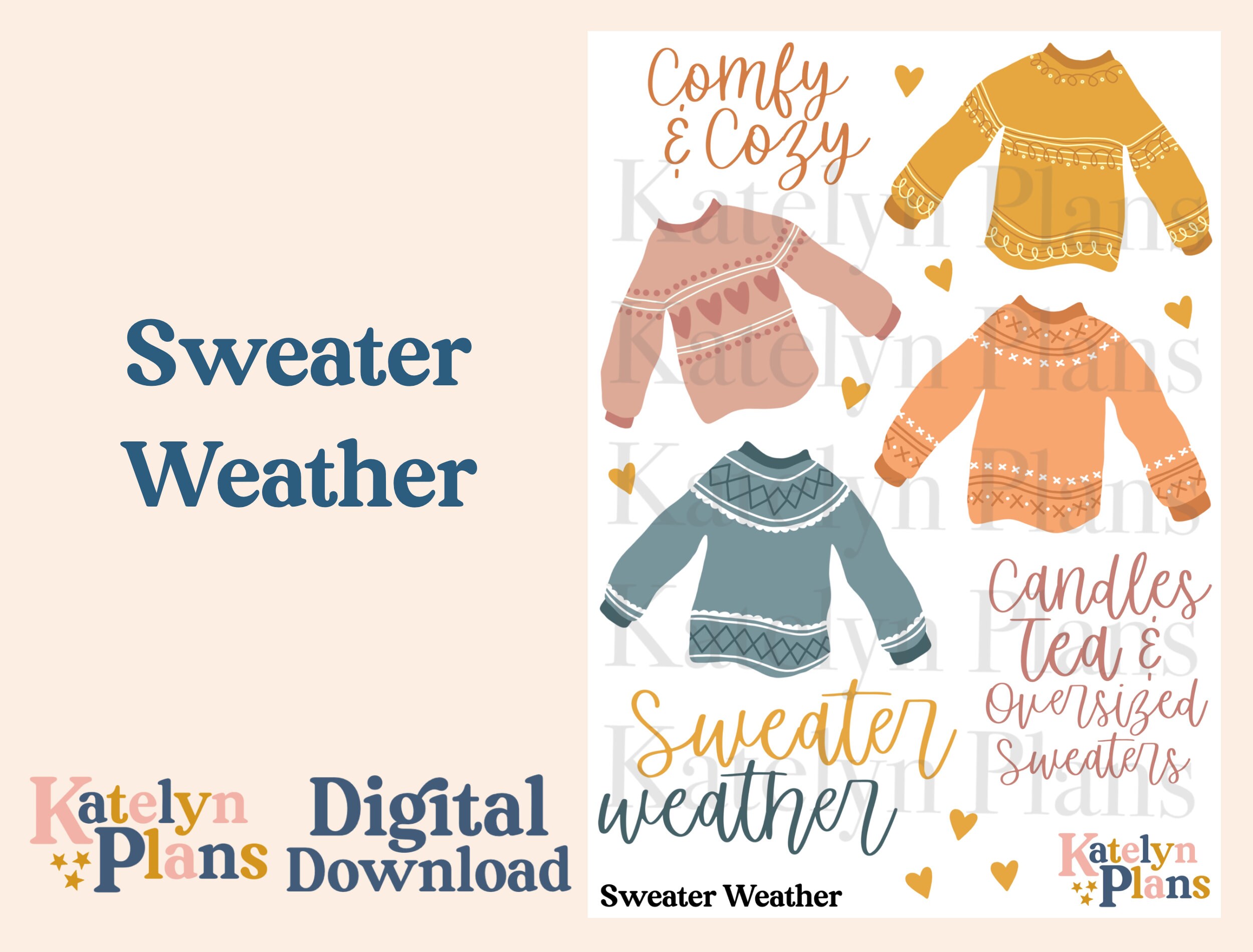 Sweater Weather Printable Planner Stickers (digital Download) - Etsy