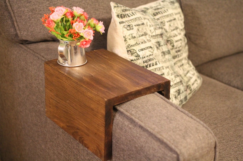 Custom Made Wood Couch Arm Wrap Shelf Table For Square Sofa Image 0
