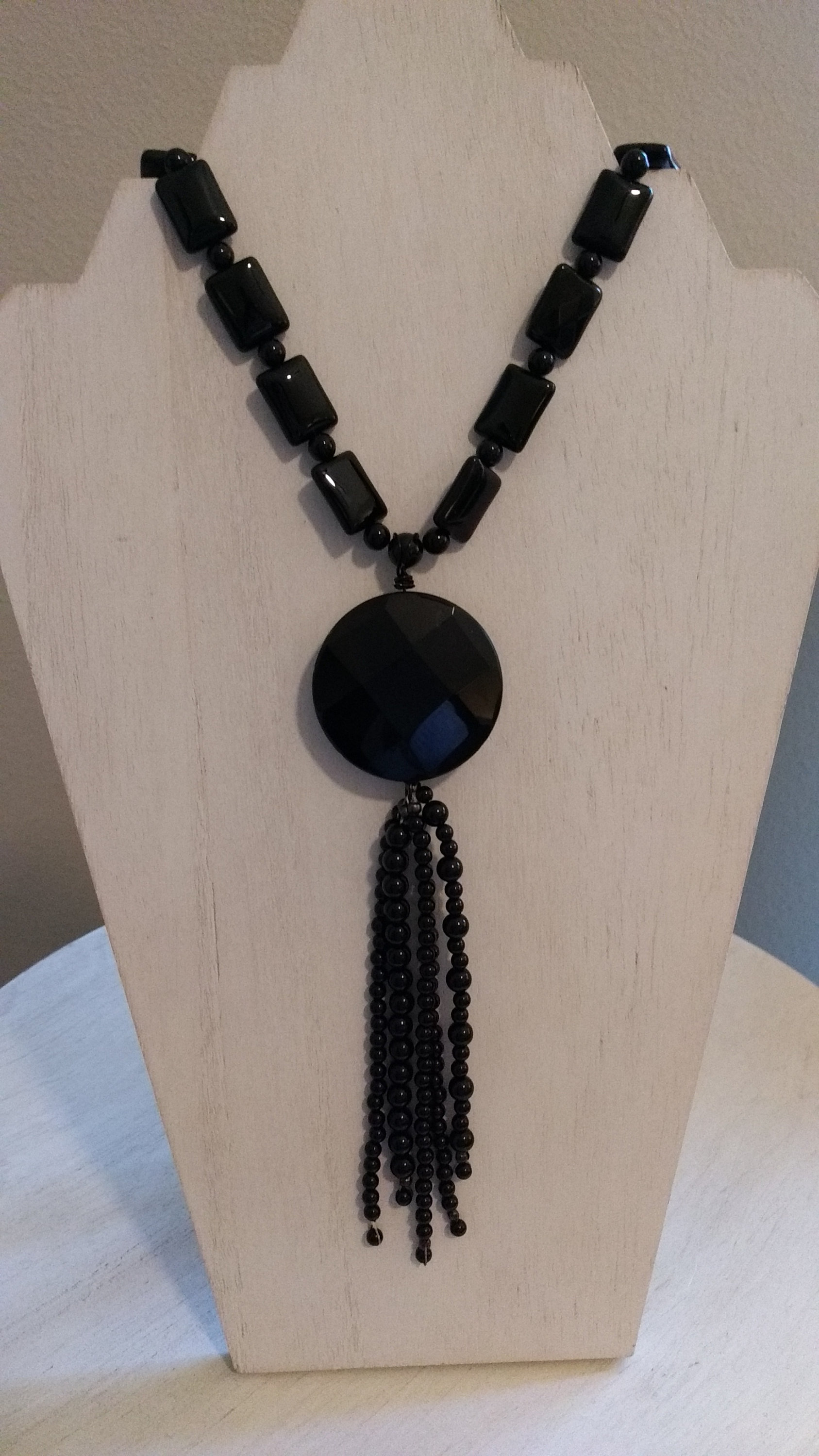 Black Onyx Tassel Necklace - Etsy