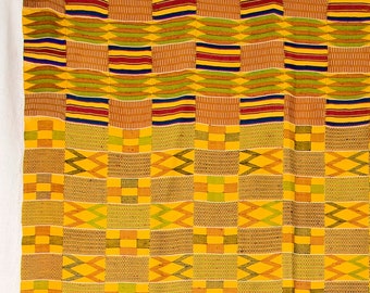 Feines Asante Kente Prestigetuch 'Goldstaub' Damentuch