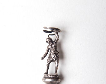 Grand Tour Roman silver pin of Silenus holding aloft a snake c 1870