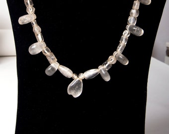 Antique rock crystal quartz bead necklace