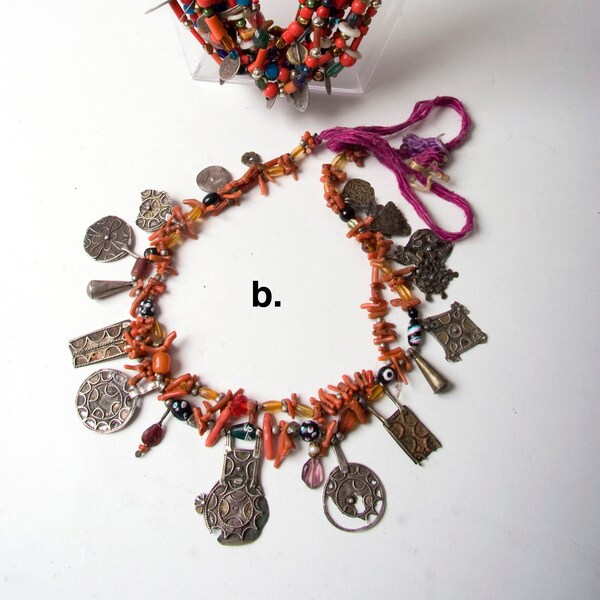 Beaded orignal Moroccan Anti Atlas rural necklaces. Original stringing