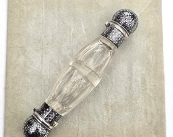 Victorian star nielloed double ended scent and salt bottle