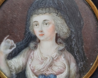 late 18th early 19th century miniature portrait of Madame de Montesson 1790s
