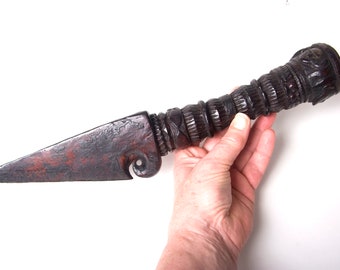 Antique wooden phurba or phurba drum handle from Nepal