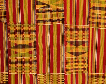 Fine regal Ashante kente cloth from Bonwire 1950s