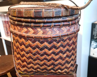 Indonesian Bali Lombok fish creel basket, vintage