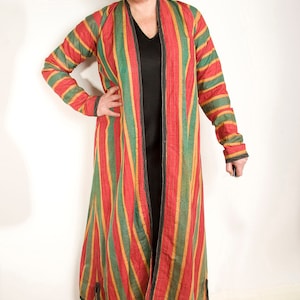 Stunning vintage silk striped Uzbek chapan robe