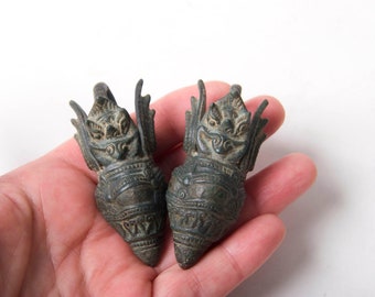 Kambodschanische Angkor Wat Khmer Bronze Tempel Ornamente oder Ohrringe 12.C