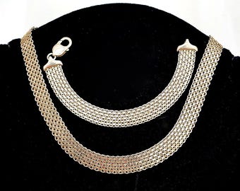 Vintage Sterling Silber Halskette & passendes Armband-Set - Multi-Strand Mesh Link Schmuck