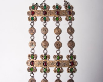 Antiker turkmenischer Yomud Haarschmuck aus vergoldetem Silber