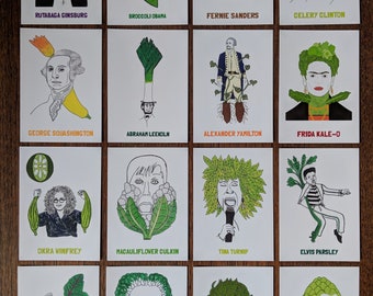 Pack of 5 Vegetable Celebrity Postcards - You-Pick