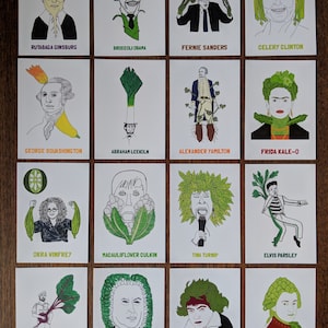 Pack of 17 Vegetable Celebrity Postcards - You-Pick