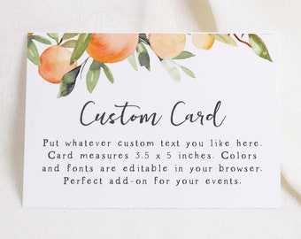 Little Cutie Baby Shower Custom Card Insert, Oranges Baby Shower Card, Cutie Baby Shower, Instant Download, PDF, Editable, 145