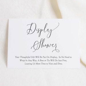 Calligraphy Display Shower Card Insert Download, Bridal Shower Display Card Baby Shower Card Download Black and White, Printable, Mara