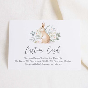 Bunny baby shower uitnodiging kaart invoegen met BEWERKBARE aangepaste tekst, aanpasbare baby shower kaart invoegen, Bunny baby shower, sjabloon, 91