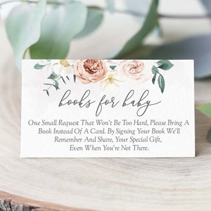 Bloemenboekverzoek babyshower, babyboekverzoek kaartinzetstuk, afdrukbaar Breng een boek mee in plaats van kaart, bloemenboeken voor baby PDF, 19
