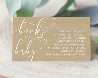Buchwunsch Baby Shower, Buchwunsch Karteneinsatz, Bitte bringen Sie ein Buch statt einer Karte zum Ausdrucken, Rustikal, Bücher für Baby PDF, Kraft