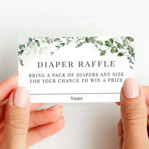 Greenery Diaper Raffle Ticket, Diaper Raffle Card Insert Greenery, Diaper Shower Raffle Printable Bring Diapers Card, Download Greens