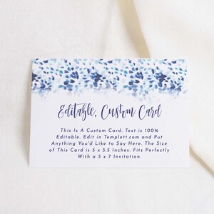 Bewerkbare blauwe jongen baby shower kaart, aanpasbare jongen douche uitnodiging invoegen, babyjongen, blauwe aquarel, Instant Download, 94