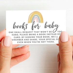 Rainbow Baby Shower Inserts, Rainbow Breng een boekinvoegsel, breng een boek mee, boekaanvraagkaarten, afdrukbare PDF, Instant Download, 29