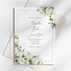 Invitacion De Boda Elegant, Invitaciones de Boda en Espanol, Elegantes, Con Rosas, Nuestra Boda Invitaciones Para Boda En Espanol