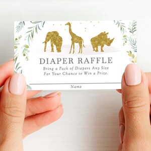 Safari Baby Shower Diaper Raffle Card, Safari Animals Baby Shower Diaper Raffle, Download, Printable Diaper Raffle Ticket PDF, 39