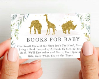 Safari Baby Shower Bring a Book Card Insert, Animals Baby Shower, Jungle Baby Shower, Bring Books Card, Instant Download, PDF, 39