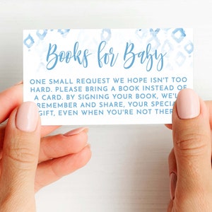 Blauwe baby shower boeken voor babykaart jongen, jongen babyshower, boeken voor baby, blauwe baby shower kaart invoegen, 93
