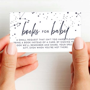 Sterrenboekaanvraag babyshower Sterren babyshowerboekaanvraag Kaartinzet afdrukbaar, breng een boek mee in plaats van een kaart PDF, 50