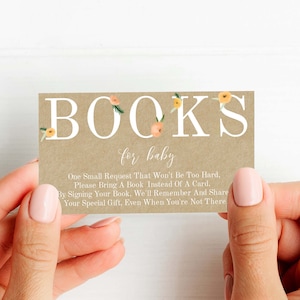 Rustiek boek verzoek kaart invoegen, rustiek afdrukbaar Breng een boek mee in plaats van een kaart, Instant Download boeken voor baby PDF, Mason
