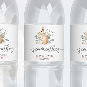 Bunny Baby Shower Water Bottle Label, Bunny Birthday Party Water Bottle Labels, Bunny Water Bottle Label, Party Water Bottle Labels, 91