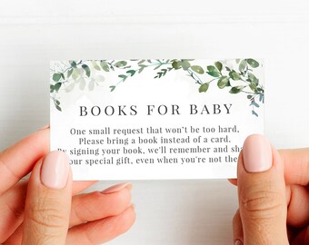 Book Request Baby Shower, Baby Book Request Card Insert, Printable Please Bring a Book Instead of a Card, Books for Baby PDF, Greens