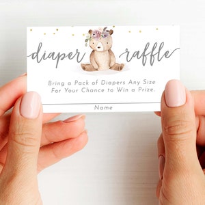 Meisje bos luier kaart invoegen, luier loterij ticket schattige teddybeer breng luiers kaart, luier kaart PDF-download, 44