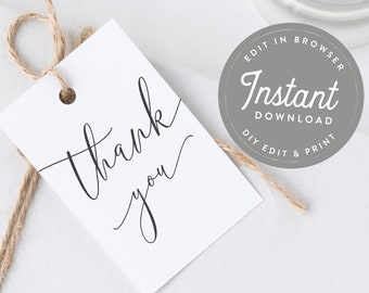 Thank You Favor Tag Template, Favor Tags, Thank You Tag, Editable Tags, Gift Tags, Shower Thank You Tags, Printable Favor Tag Template Mara