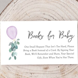 Boekaanvraag paarse babyshower, babyboekaanvraagkaart, invoegen, afdrukbaar Breng een boek mee in plaats van een kaart, boeken voor baby 139