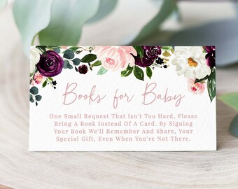 Cute Book Request Card Baby Shower Book Request Card Insert, Printable Please Bring a Book Instead of Card, Books for Baby PDF, 40