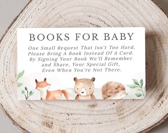Waldbuch Antrag Babyparty, Babybuch Antrag Karteneinlage, druckbar, bitte bringen Sie ein Buch anstelle einer Karte, Bücher für Baby PDF, Bär