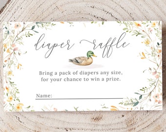 Mallard Duck Baby Shower Boy Bring Diapers Card Printable Diaper Raffle Card, Duck Baby Shower Diaper Raffle Ticket PDF, 223