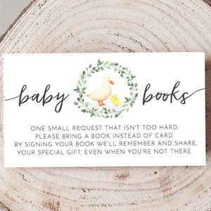 Eend babyshower Breng een boekkaart downloaden, schattige eend babydouche boekaanvraagkaart, PDF-download, 96