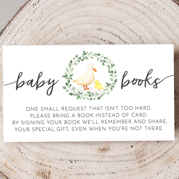 Duck Baby Shower Bring a Book Card Download, Cute Duck Baby Shower Book Request Card, PDF Download, 96