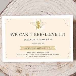 Bee Birthday Party Invitation Bee, Bee Birthday Invite Instant Download, Editable, Bee Birthday, Cute