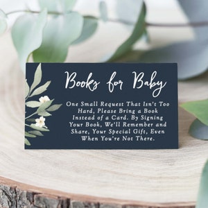 Blue Boy Book Request Card Download, breng een boekenkaart marineblauw mee, breng een boek mee in plaats van een kaart afdrukbaar, Instant Download, 87