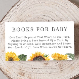 Zonnebloemboek aanvraagkaart afdrukbaar, zonnebloem baby shower breng luiers kaart, afdrukbare breng boeken baby shower kaart, bloemen PDF, 33
