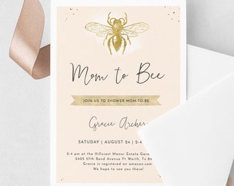 Bee Baby Shower Invitation Honeybee Baby Shower Invites Gender Neutral, Mom to Bee Invitations, Cute Honeybee Invites Digital Download, 67