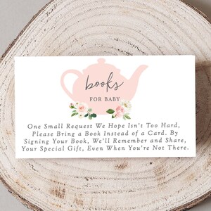 Tea Party baby shower boeken voor babykaart invoegen Thee baby shower invoegen, breng een boekaanvraagkaarten mee, PDF-download, 113