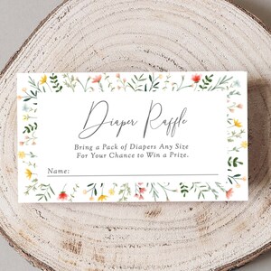 Wildflower luier verzoek kaart invoegen afdrukbare breng luiers kaart, luier babyshower, luier loterij ticket bloemen PDF downloaden, 56